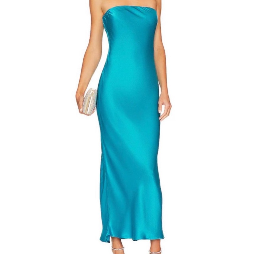 SNDYS REVOLVE Angel Strapless Midi Dress in Blue.